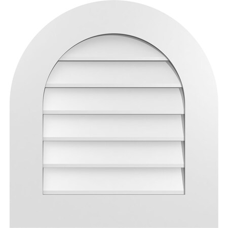 Ekena Millwork Round Top Surface Mount PVC Gable Vent: Non-Functional, w/ 3-1/2"W x 1"P Standard Frame, 22"W x 24"H GVPRT22X2401SN